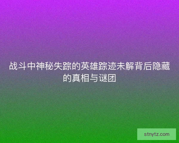 战斗中神秘失踪的英雄踪迹未解背后隐藏的真相与谜团