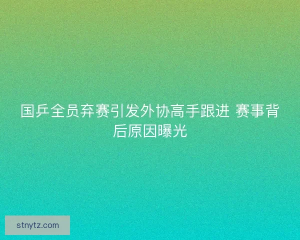 国乒全员弃赛引发外协高手跟进 赛事背后原因曝光 国乒全员弃赛引发外协高手跟进 赛事背后原因曝光