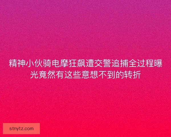 精神小伙骑电摩狂飙遭交警追捕全过程曝光竟然有这些意想不到的转折